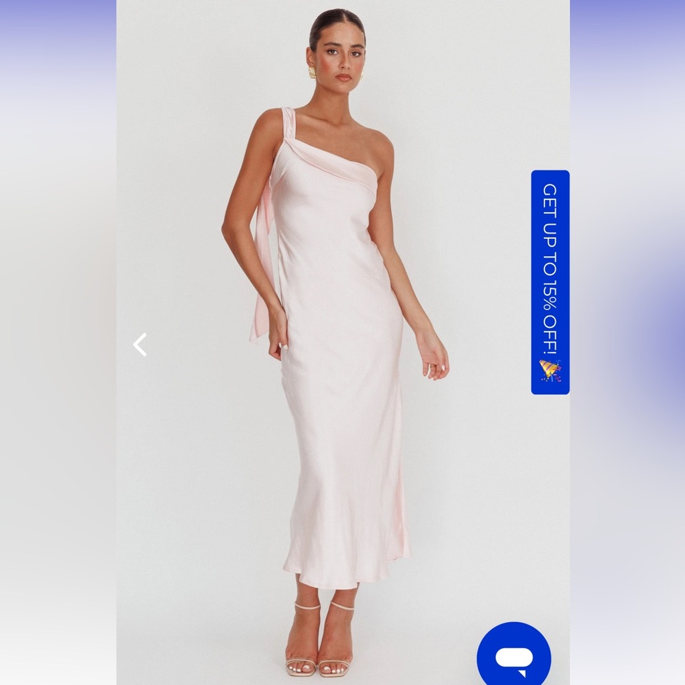 SELFIE LESLIE CARMEL ONE-SHOULDER SASH MAXI DRESS BLUSH